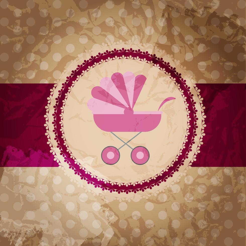 ilustração vetorial de carrinho de bebê rosa para menina recém-nascida vetor