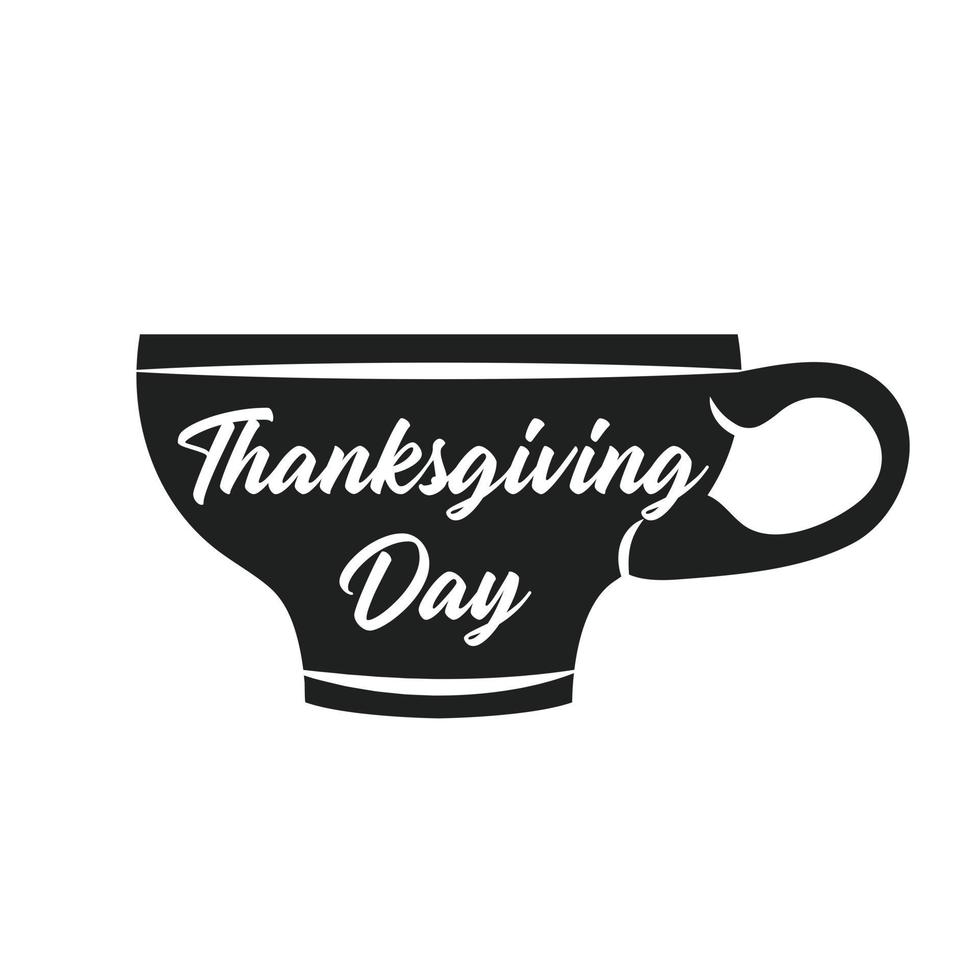 Dia de ação de graças etiqueta etiqueta decoração de cozinha outono novembro feriado copo com letras com silhueta preta corte modelo vetor