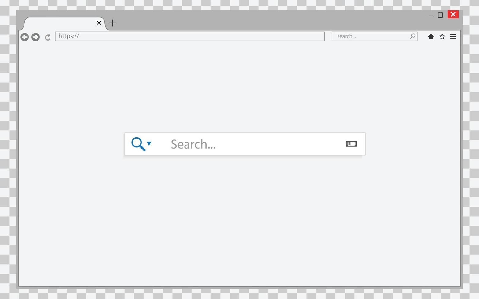 janela do navegador em fundo transparente. pesquisa do navegador. vetor