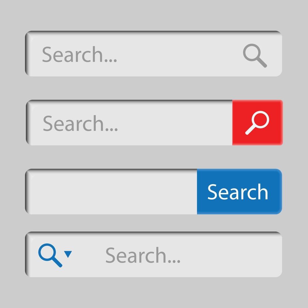 campo de pesquisa na web. barra de pesquisa definir elementos de interface de vetor