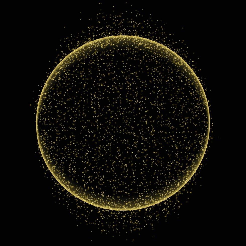 moldura de círculo de ouro com efeito de luz glitter. modelo para o seu design vetor
