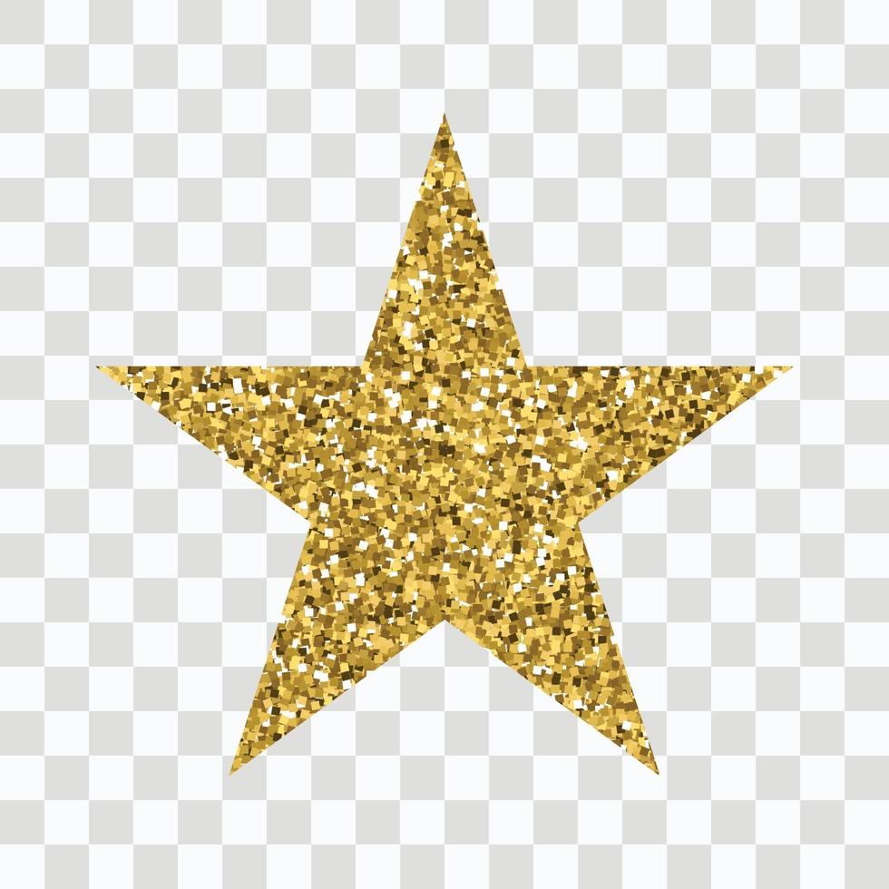 ícone de vetor de glitter dourados de estrela isolada em fundo transparente.
