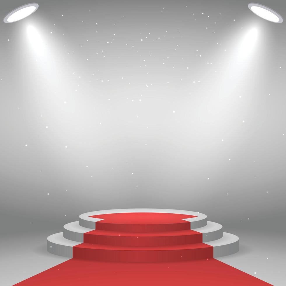 palco para cerimônia de premiação. pódio branco com tapete vermelho vetor