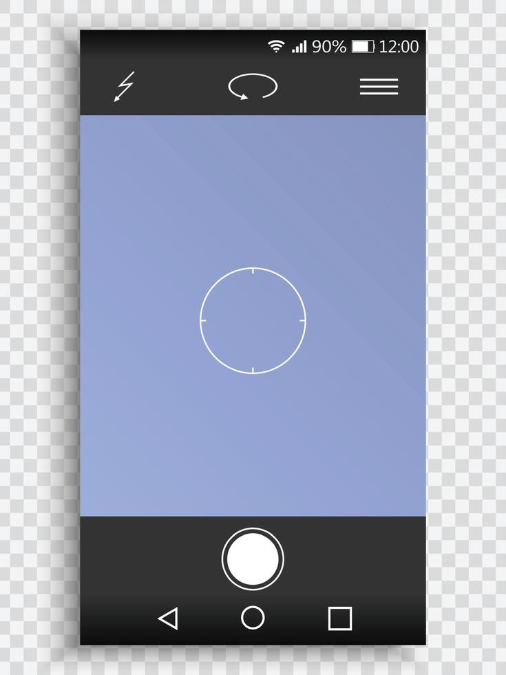 tela do smartphone com interface da câmera. visor do visor vetor