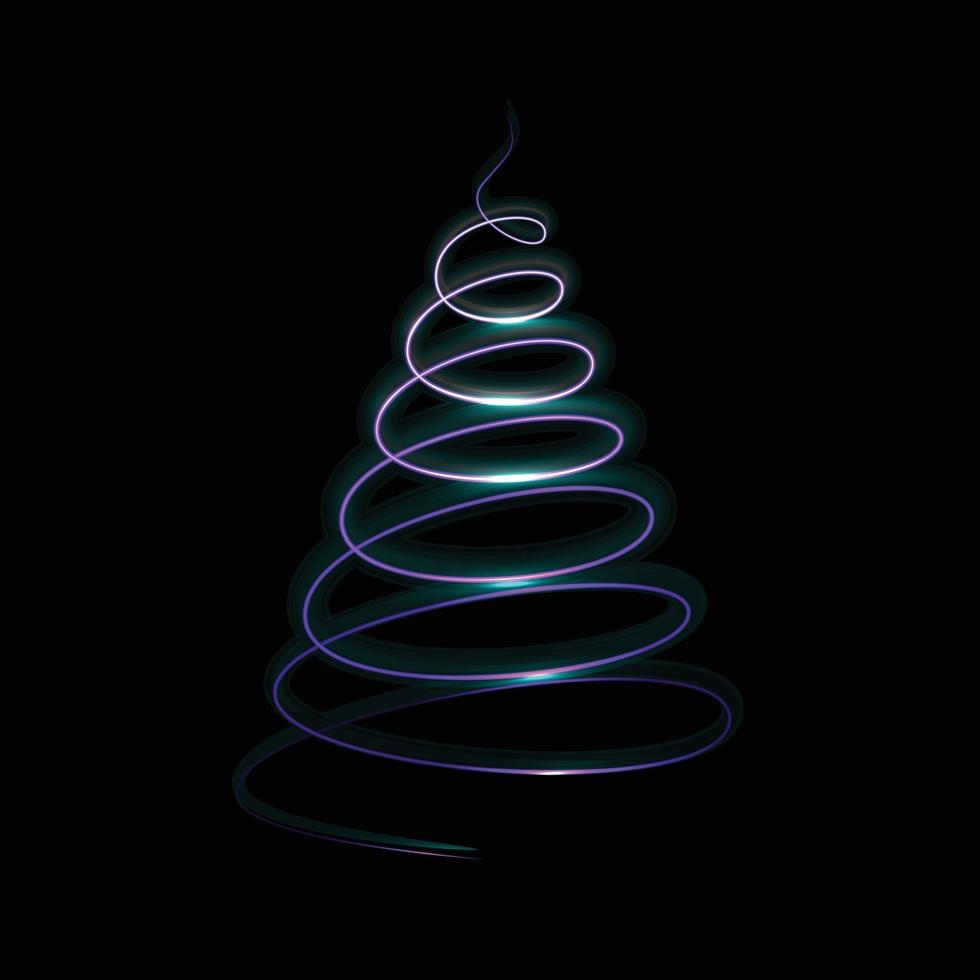 árvore de Natal clara em fundo escuro. modelo para o seu design vetor