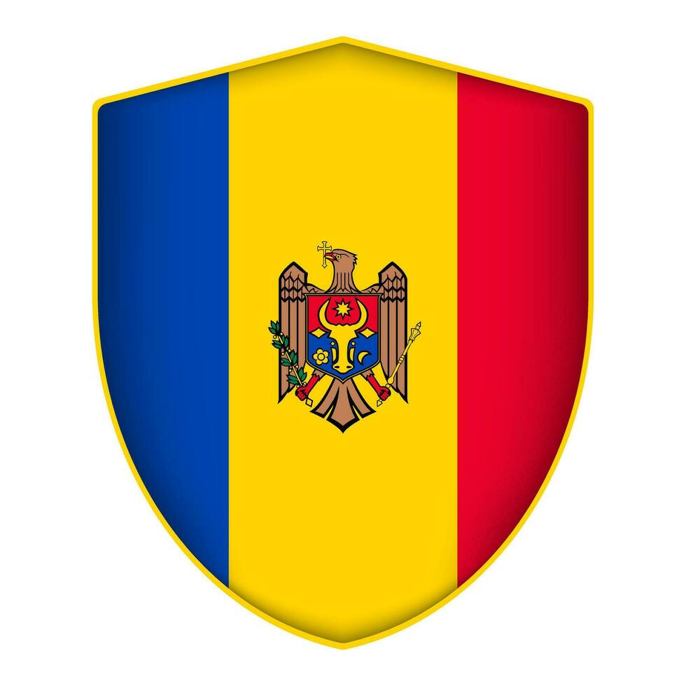 Moldova bandeira dentro escudo forma. vetor ilustração.