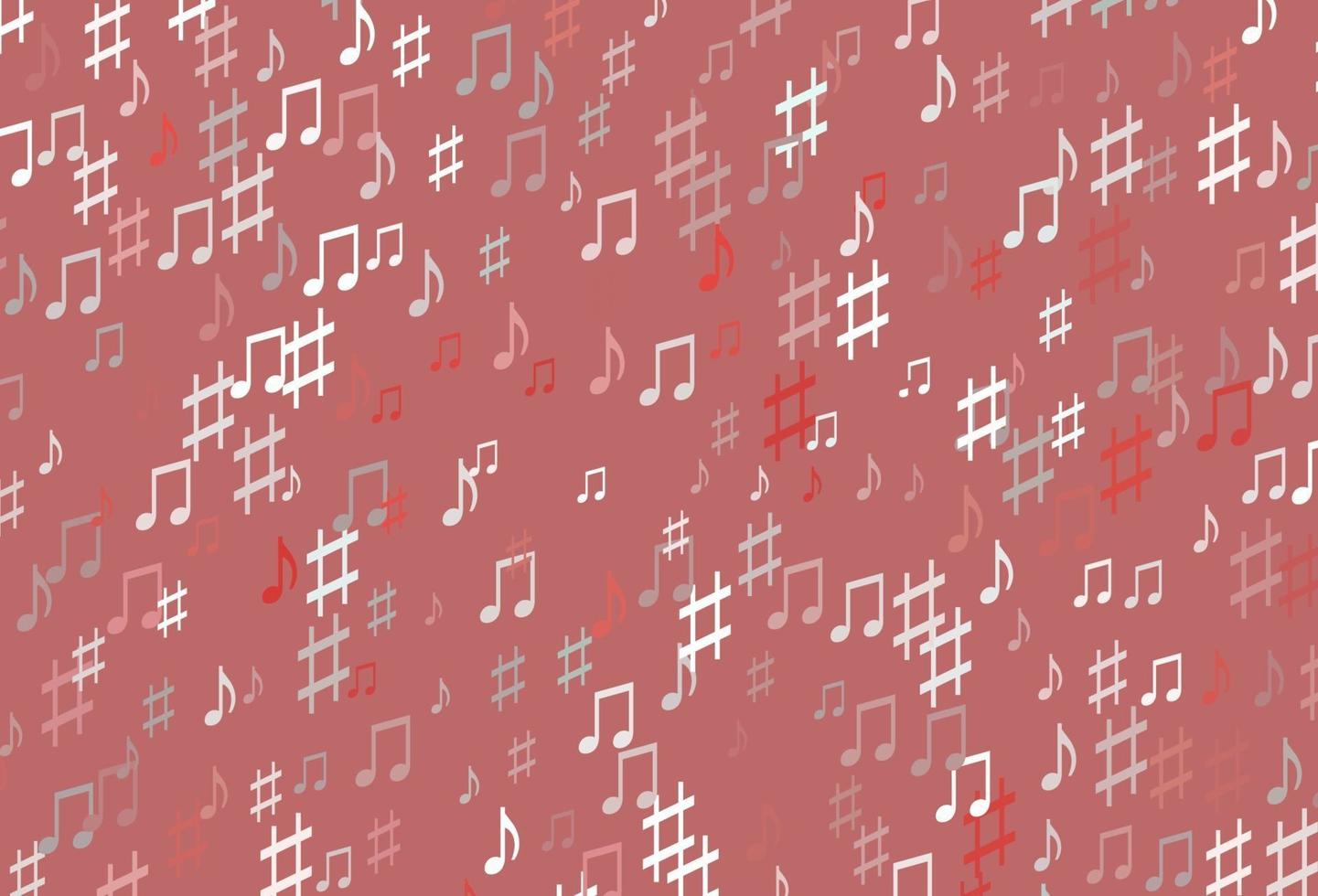 pano de fundo vector vermelho claro com notas musicais.