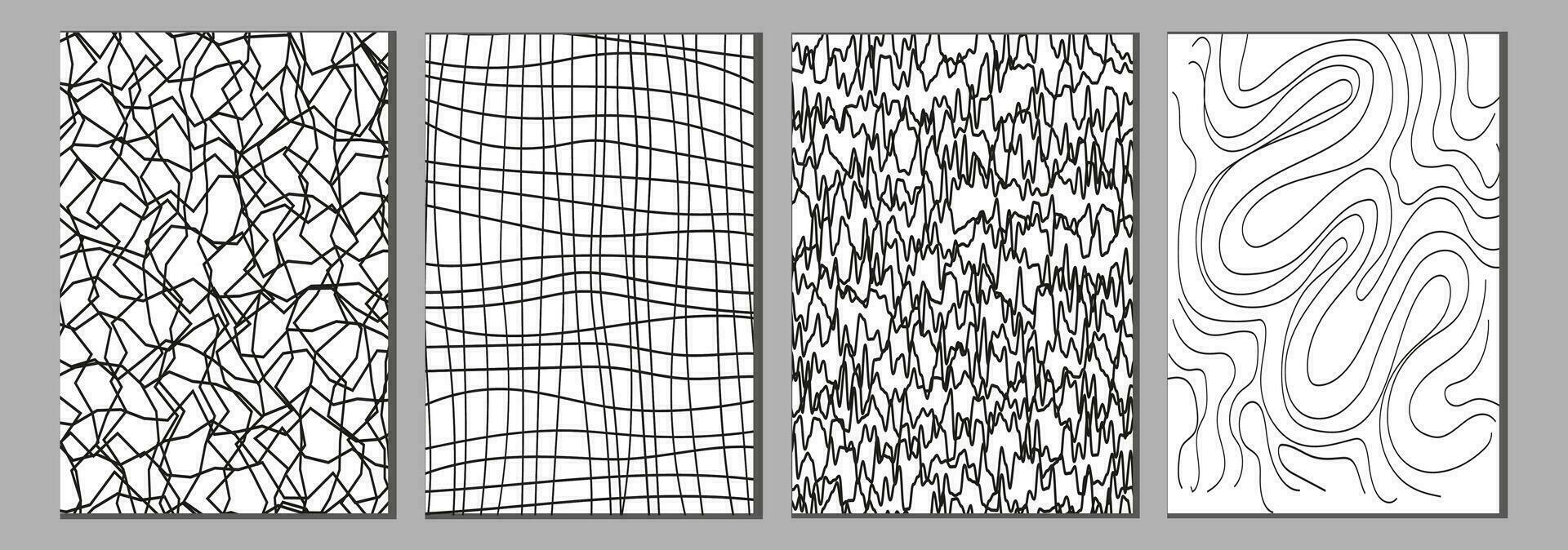 mão desenhado linha texturas. inclui vetor rabiscos, grade com irregular, horizontal e ondulado traços, rabiscos padrões.