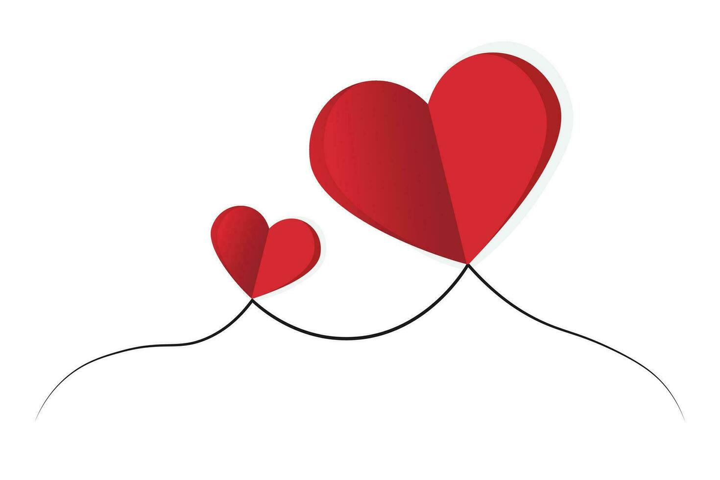ondulado linha com corações vermelho romântico símbolo vetor