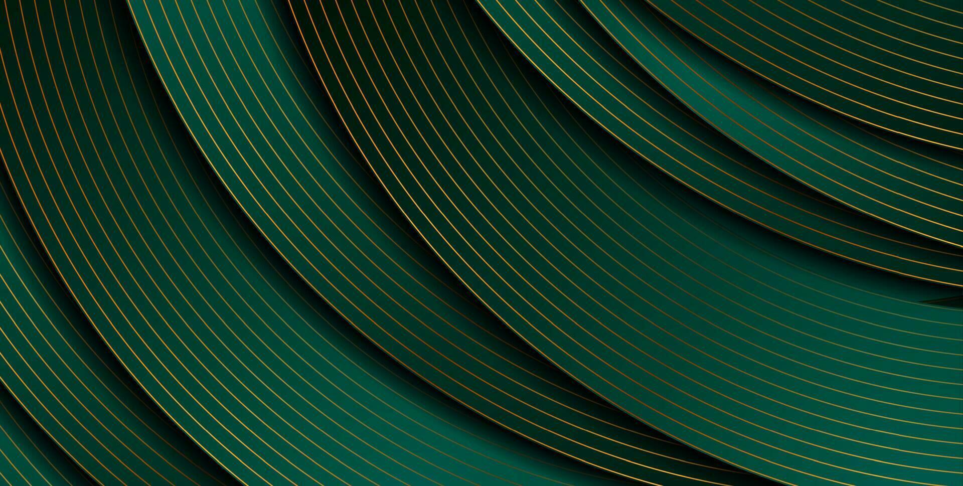 Sombrio verde e dourado abstrato tecnologia geométrico ondulado fundo vetor