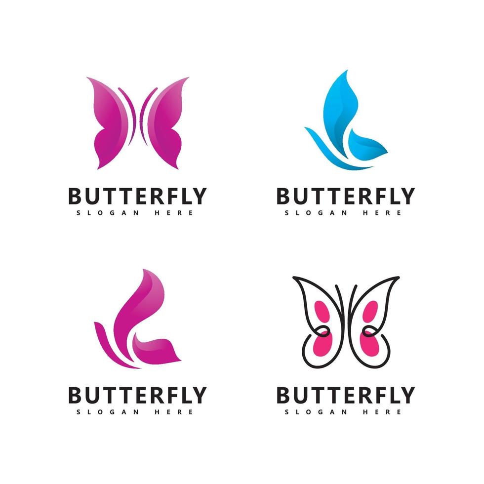 vetor de ícone de logotipo de marca linda borboleta