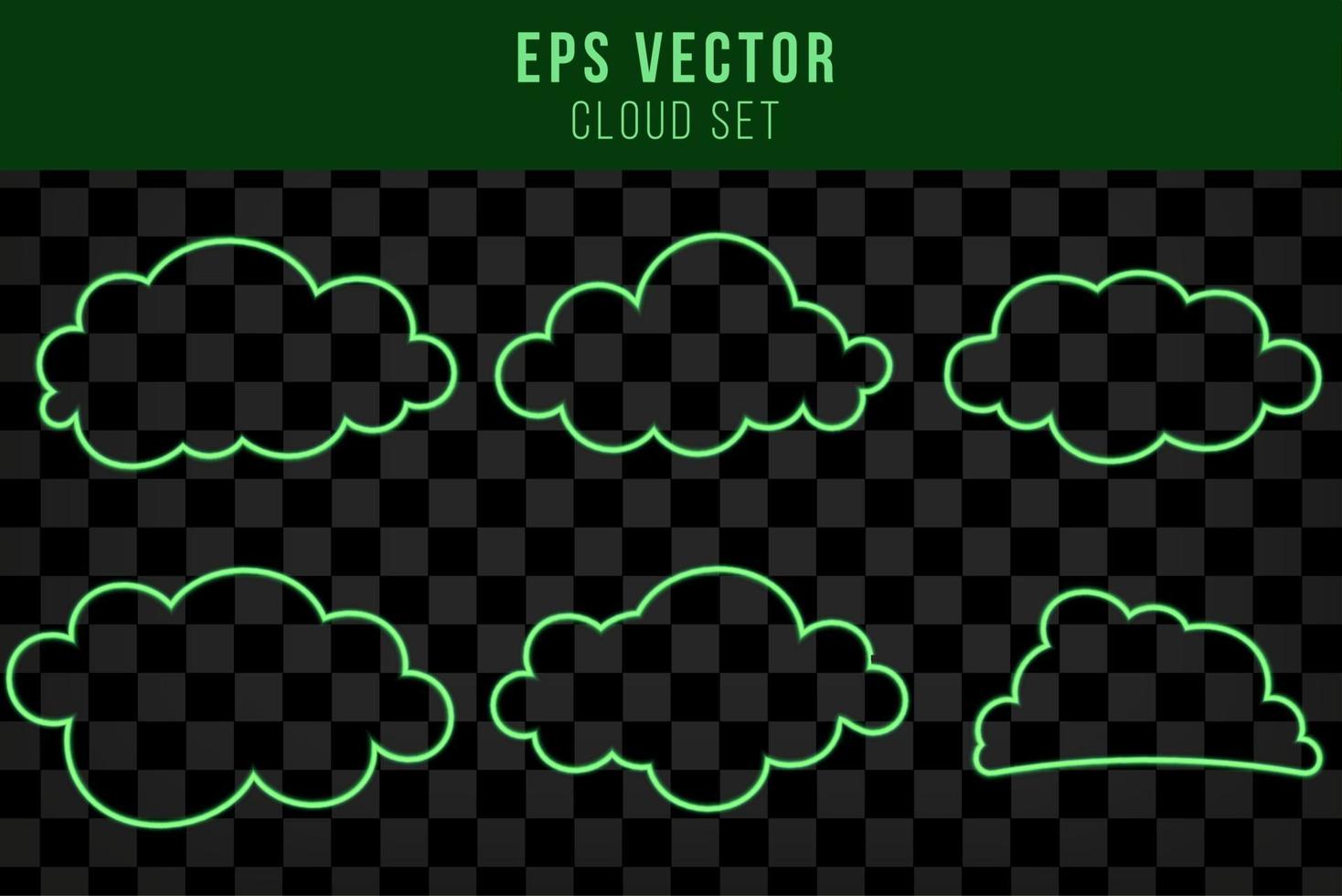 ilustração vetorial de linha isolada de néon de nuvem verde com brilho brilhante vetor