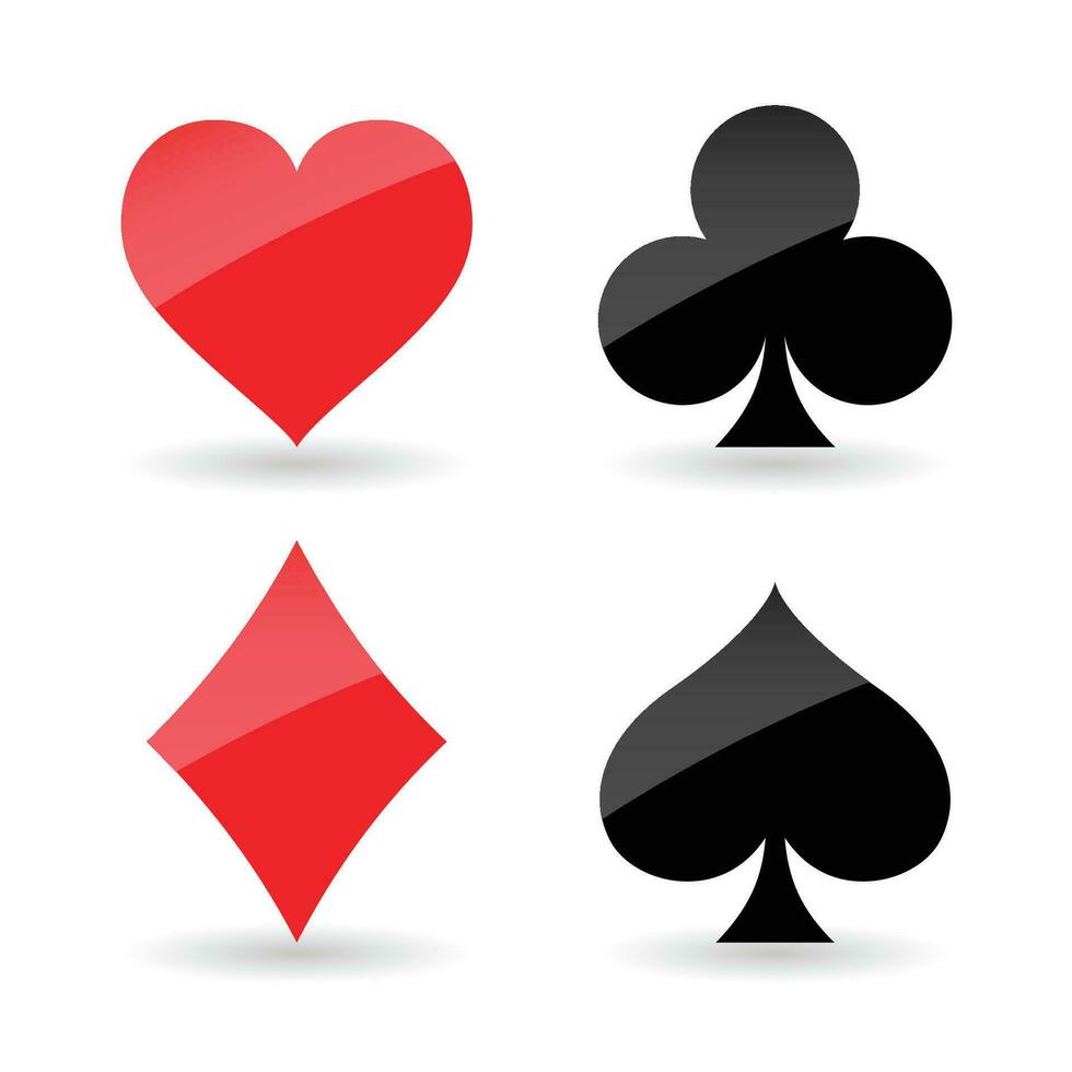 jogar cartão símbolo terno vetor ícone modelo. pôquer coração ás pá, diamante cassino cartão símbolo