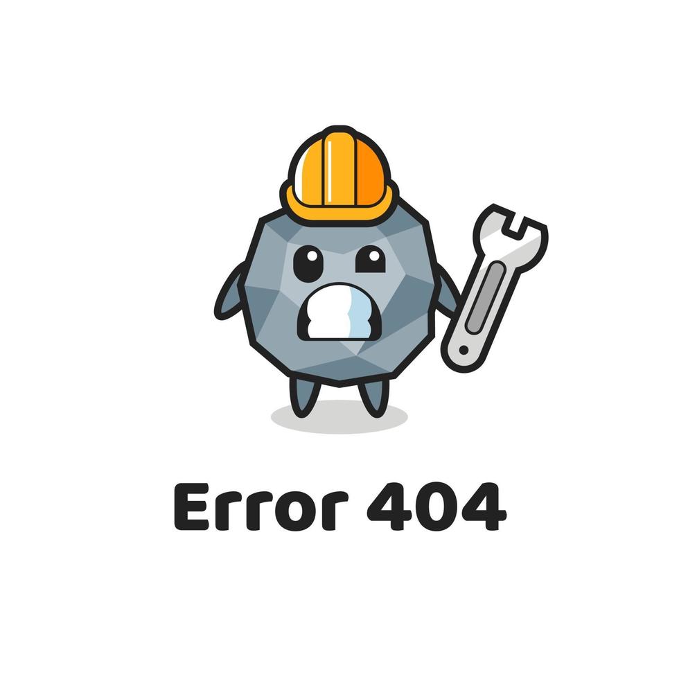 erro 404 com o mascote de pedra fofa vetor