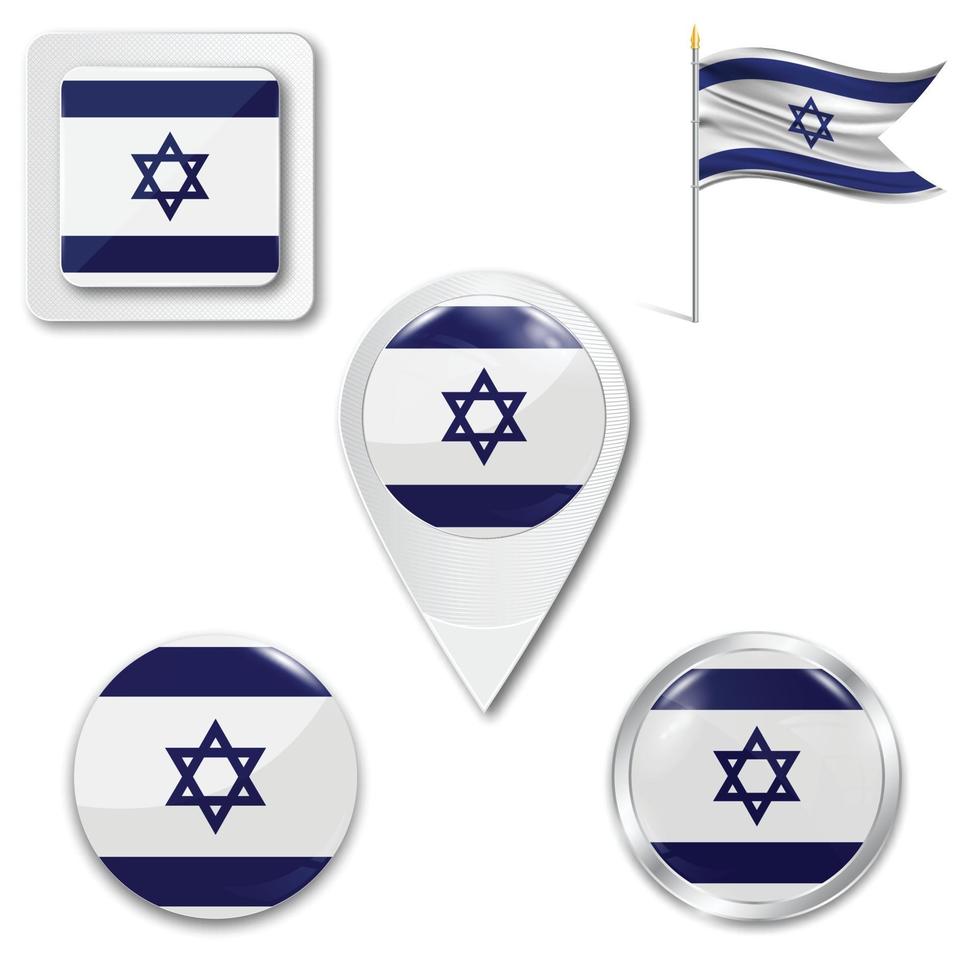 conjunto de ícones da bandeira nacional de israel vetor