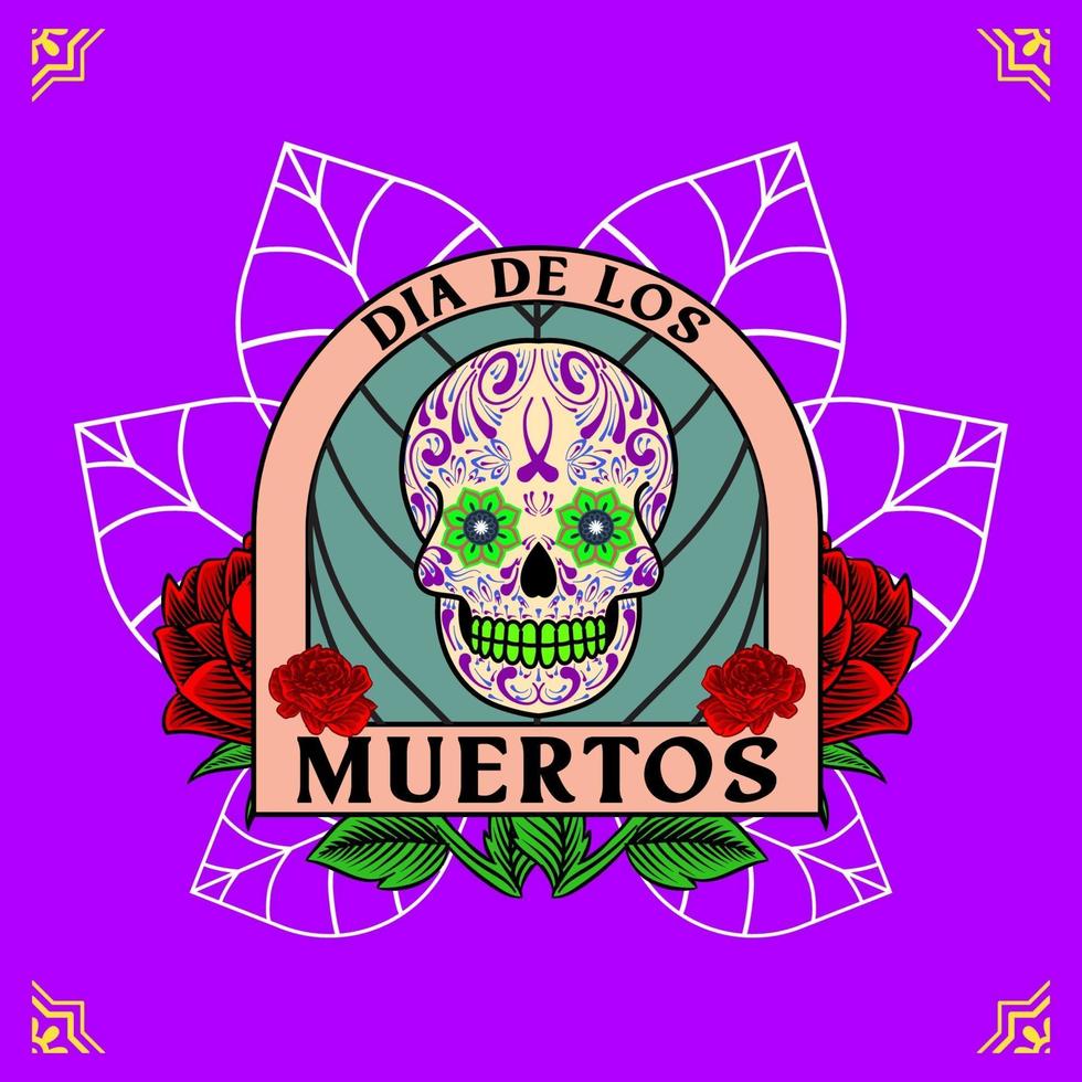 ilustração decorativa do dia da cabeça dos mortos no méxico vetor