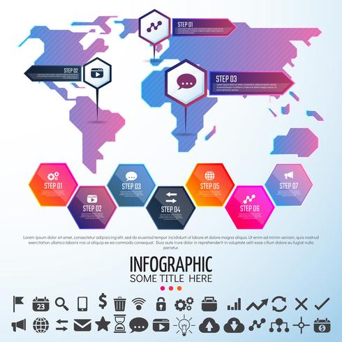 Modelo de design de infográficos do mapa mundo vetor