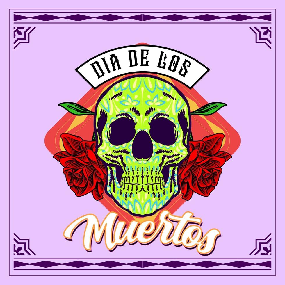 ilustração decorativa do dia da cabeça dos mortos no méxico vetor