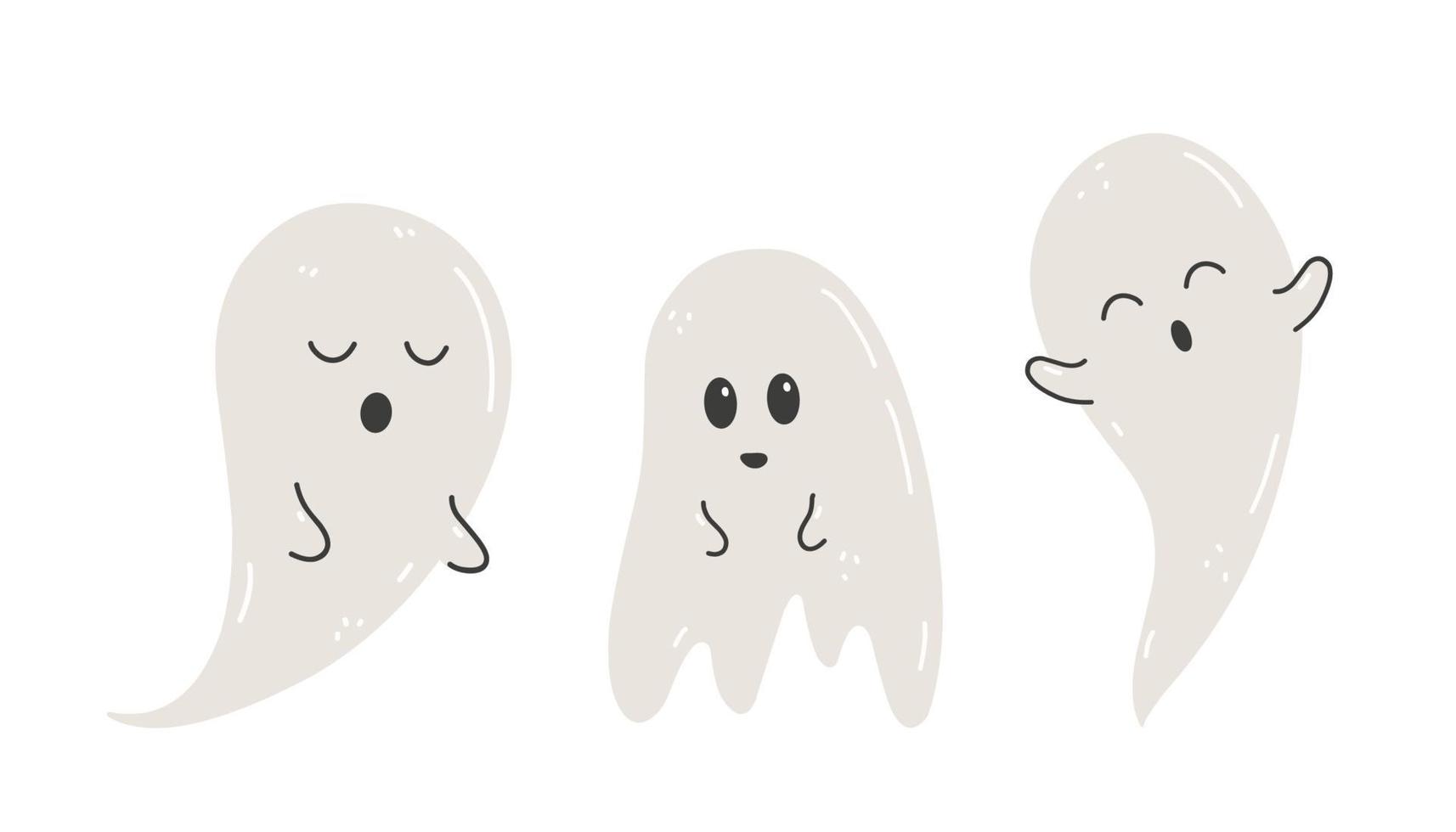 Fantasma bonito e engraçado isolado em fundo branco ilustração de