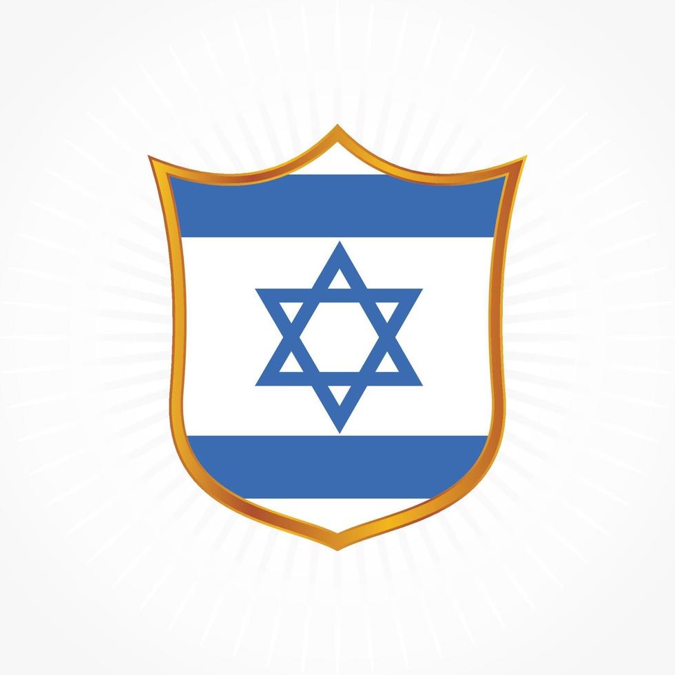 vetor da bandeira de israel com moldura de escudo