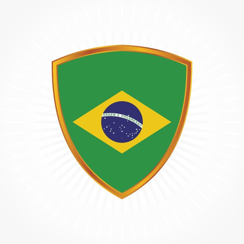 vetor da bandeira do brasil com moldura de escudo