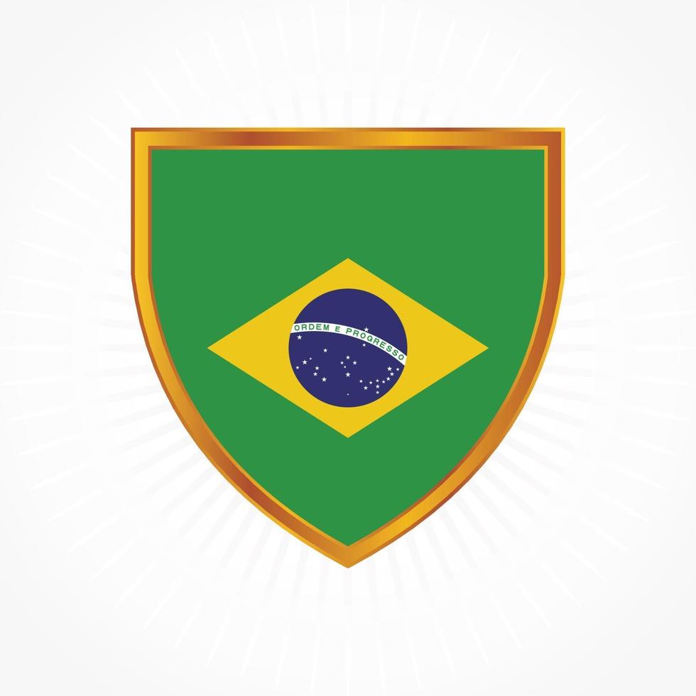 vetor da bandeira do brasil com moldura de escudo