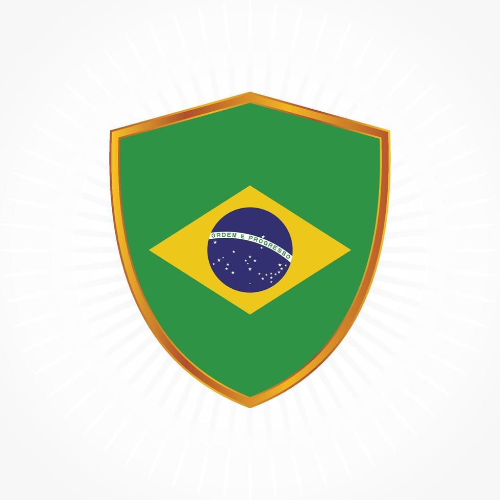 vetor da bandeira do brasil com moldura de escudo