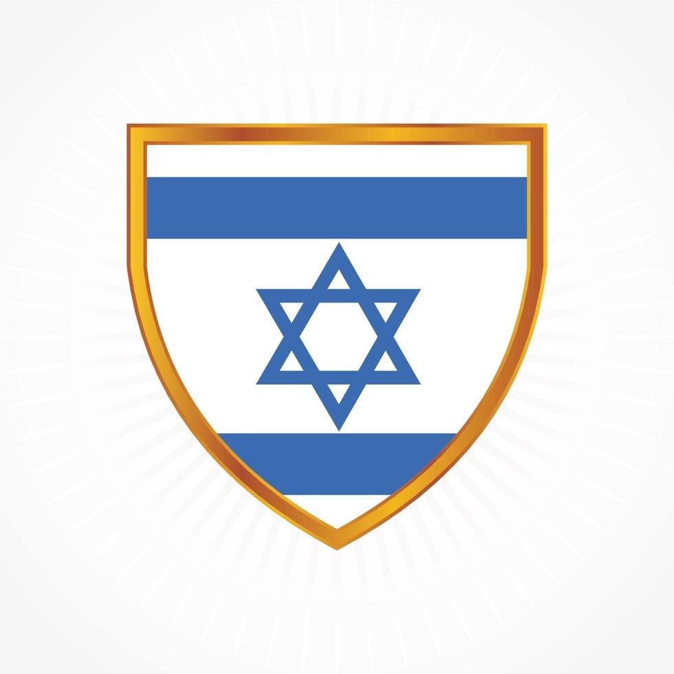 vetor da bandeira de israel com moldura de escudo