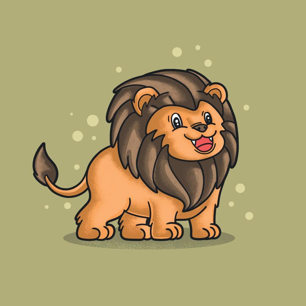 Leão pequeno fofo ilustração estilo grunge vetor