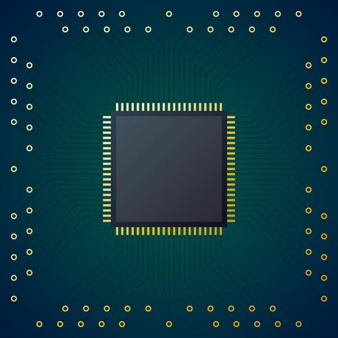 Placa de circuito impresso com chip de CPU Processor Vector Background