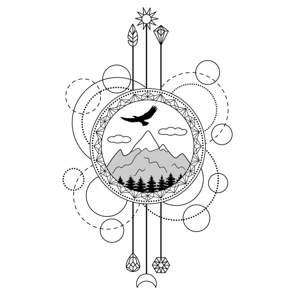 símbolo de tatuagem de montanhas vetor