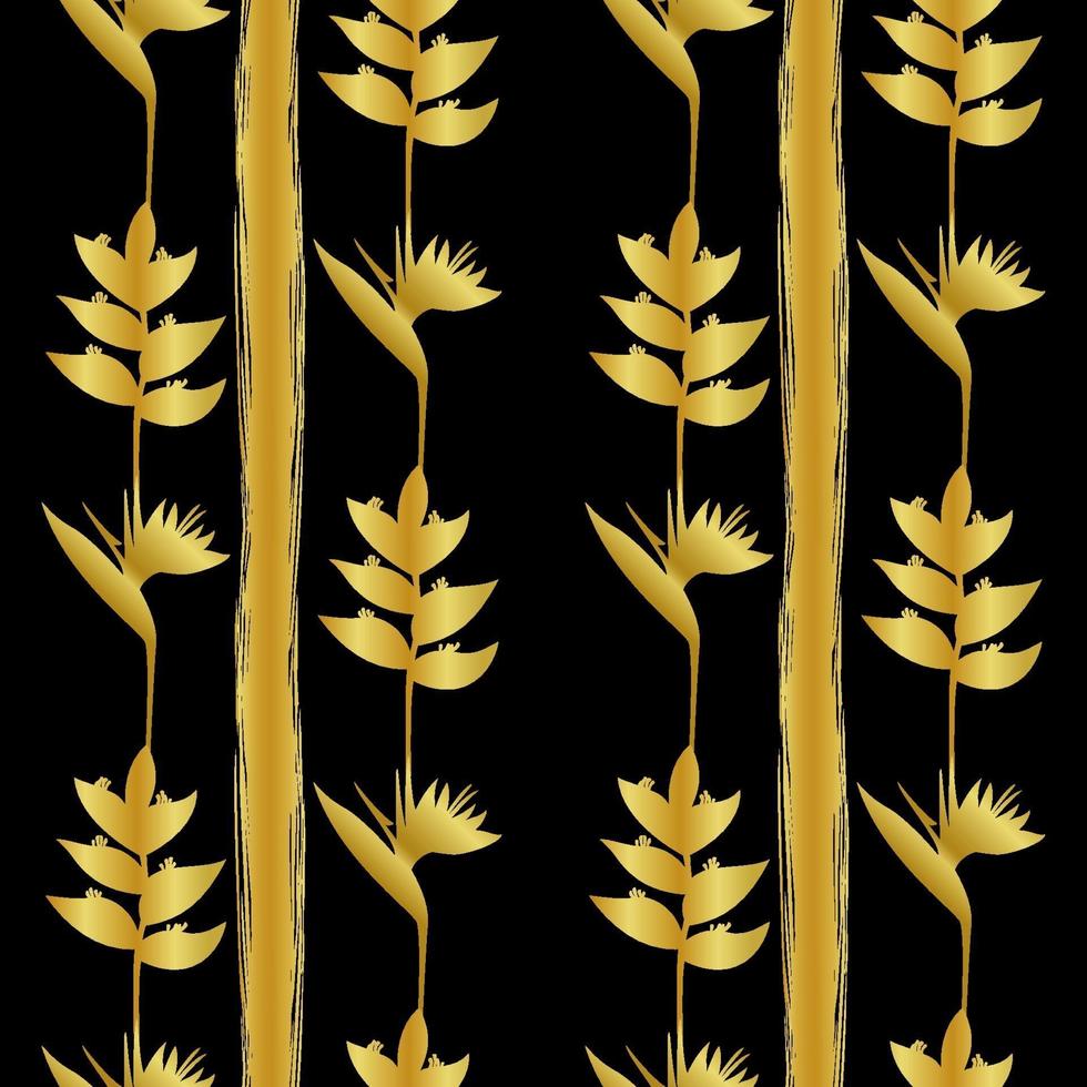 ouro tropical flores sem costura padrão vetor