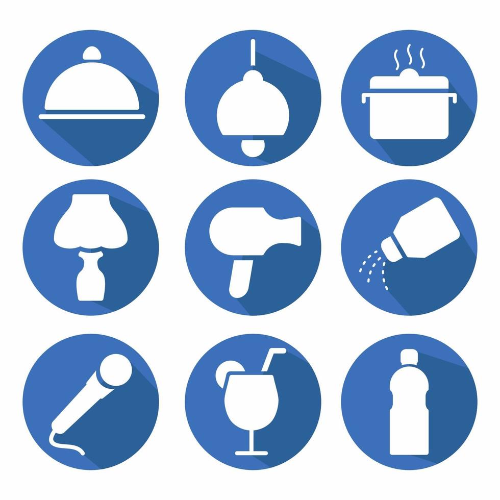 gráfico de vetor de - hotel e restaurante definir parte do ícone 2 - estilo simples