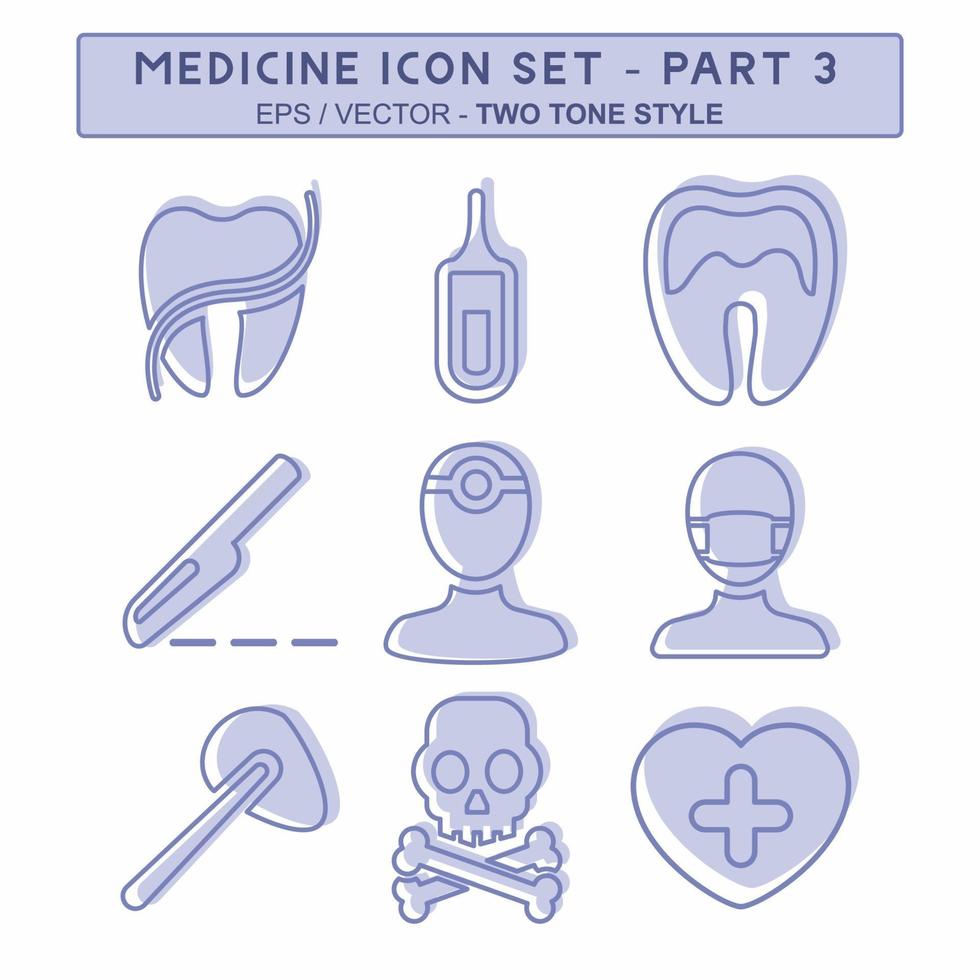 definir vetor de ícone do medicamento parte 3 - estilo de dois tons