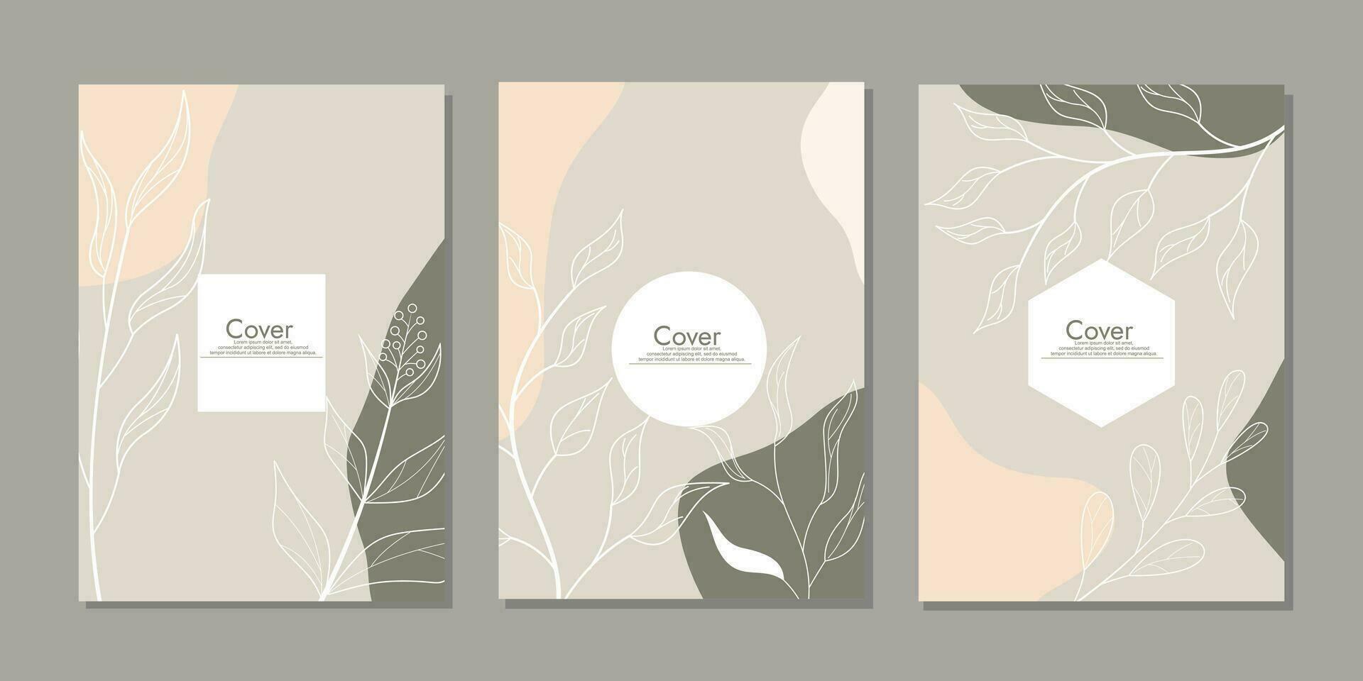 conjunto do caderno cobrir desenhos com mão desenhado decorações. abstrato e floral elementos.csize a4 para cadernos, planejadores, brochuras, livros, catálogos vetor