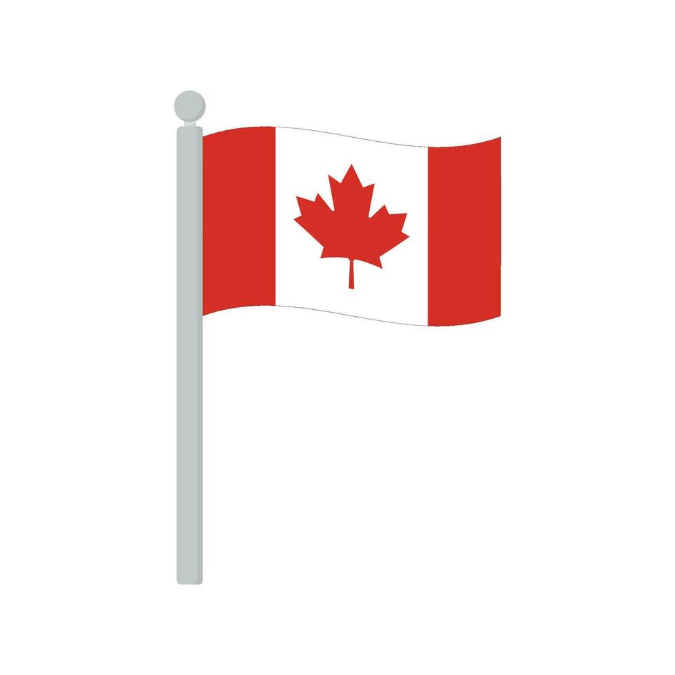 bandeira do Canadá em mastro de bandeira isolado vetor