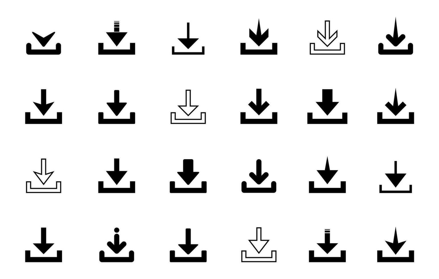 baixar ícone vetor dentro vários estilo. baixa seta placa símbolo