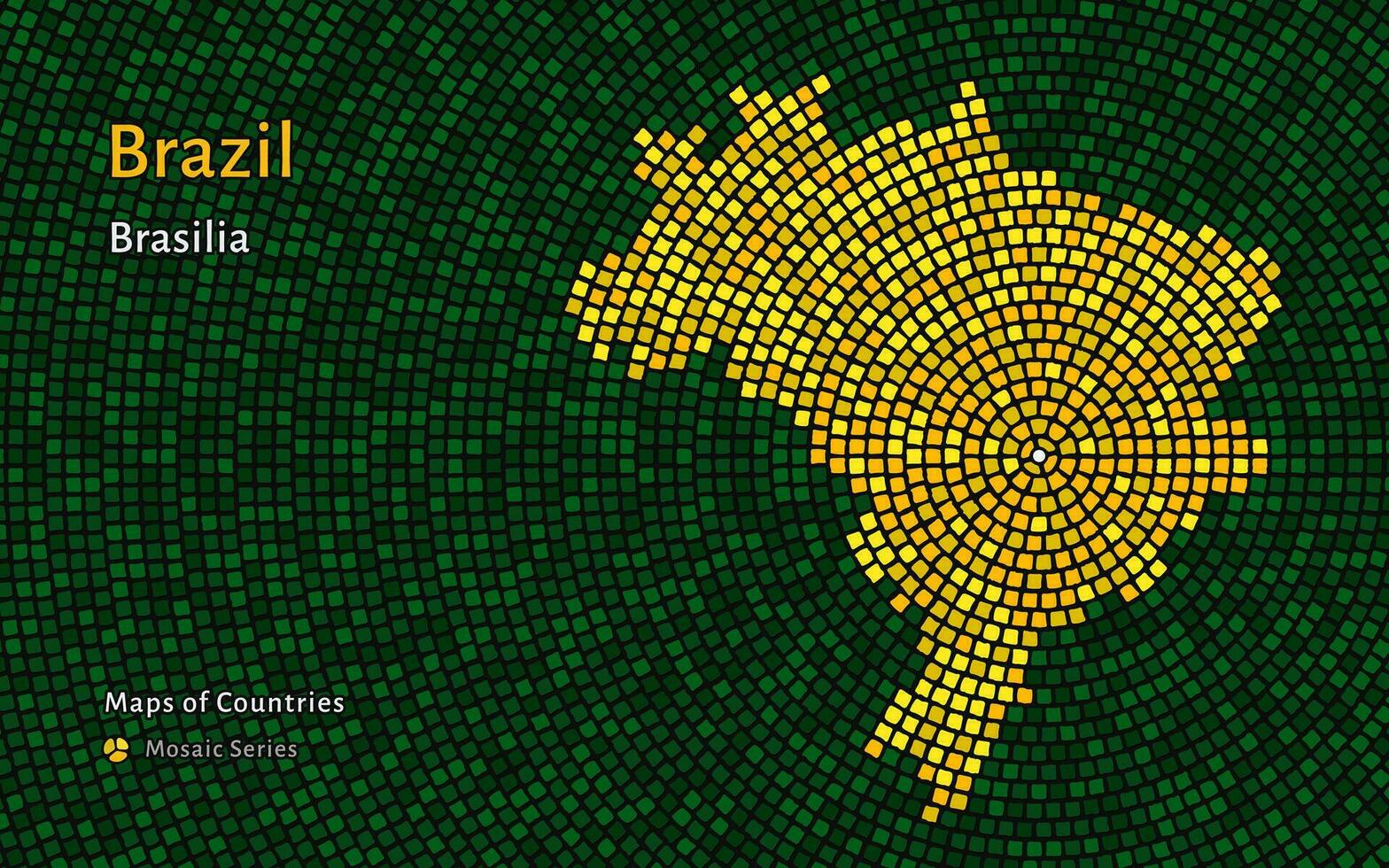 Brasil mapa com uma capital do brasilia mostrando dentro uma mosaico padronizar vetor