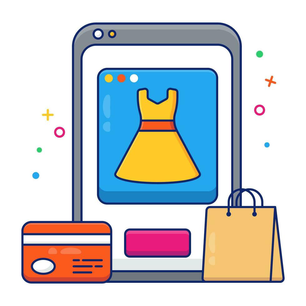 vestido dentro Smartphone, ícone do Móvel compras Forma de pagamento vetor
