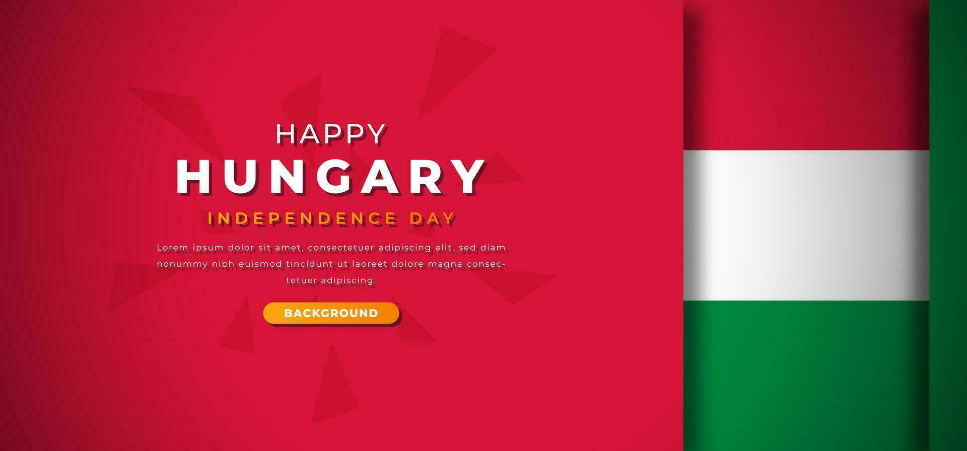 feliz Hungria independência dia Projeto papel cortar formas fundo ilustração para poster, bandeira, anúncio, cumprimento cartão vetor