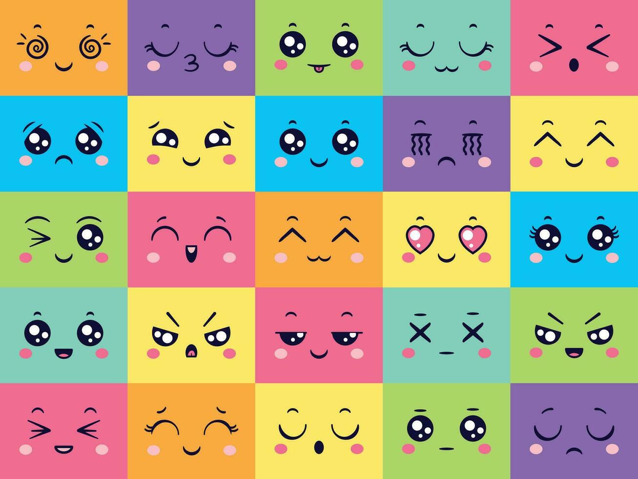 fofa colori rostos coleção, emoticon emoção conjunto vetor
