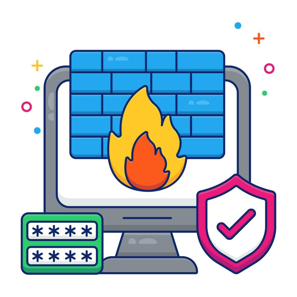 um ícone de design editável de firewall vetor