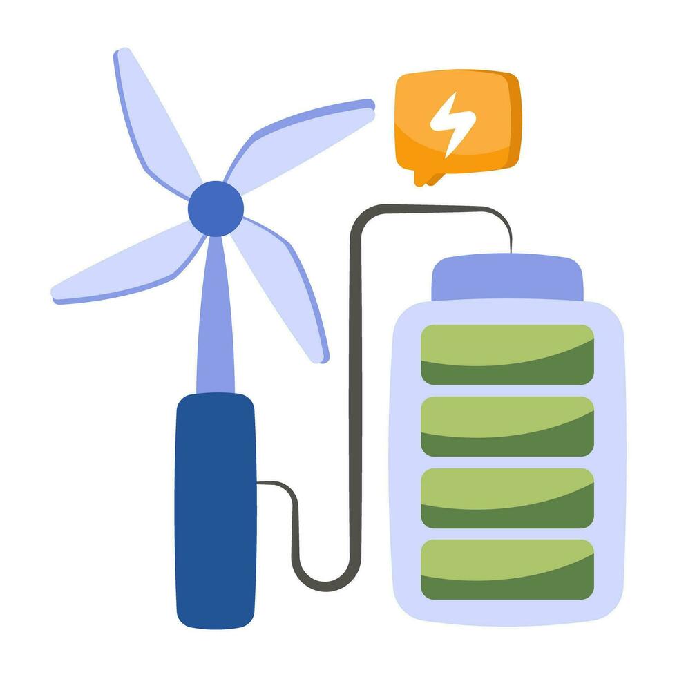 a ícone Projeto do vento turbina bateria vetor