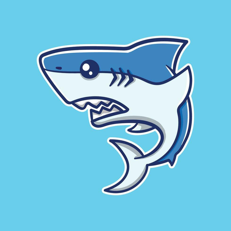vetor ilustração do Tubarão em azul fundo