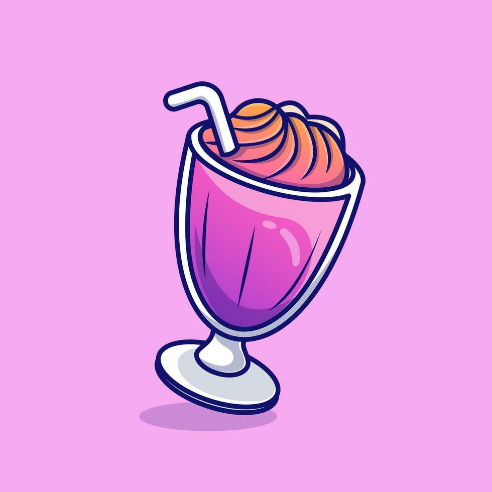 milkshake beber desenho animado vetor ícone ilustração. Comida beber ícone conceito isolado Prêmio vetor. plano desenho animado estilo