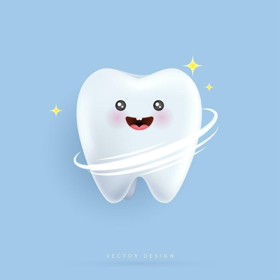 realista feliz dente vetor ilustração. desenho animado dental personagem. fofa dentista mascote. oral saúde e dental inspeção dentes. médico dentista ferramenta. vetor Projeto.