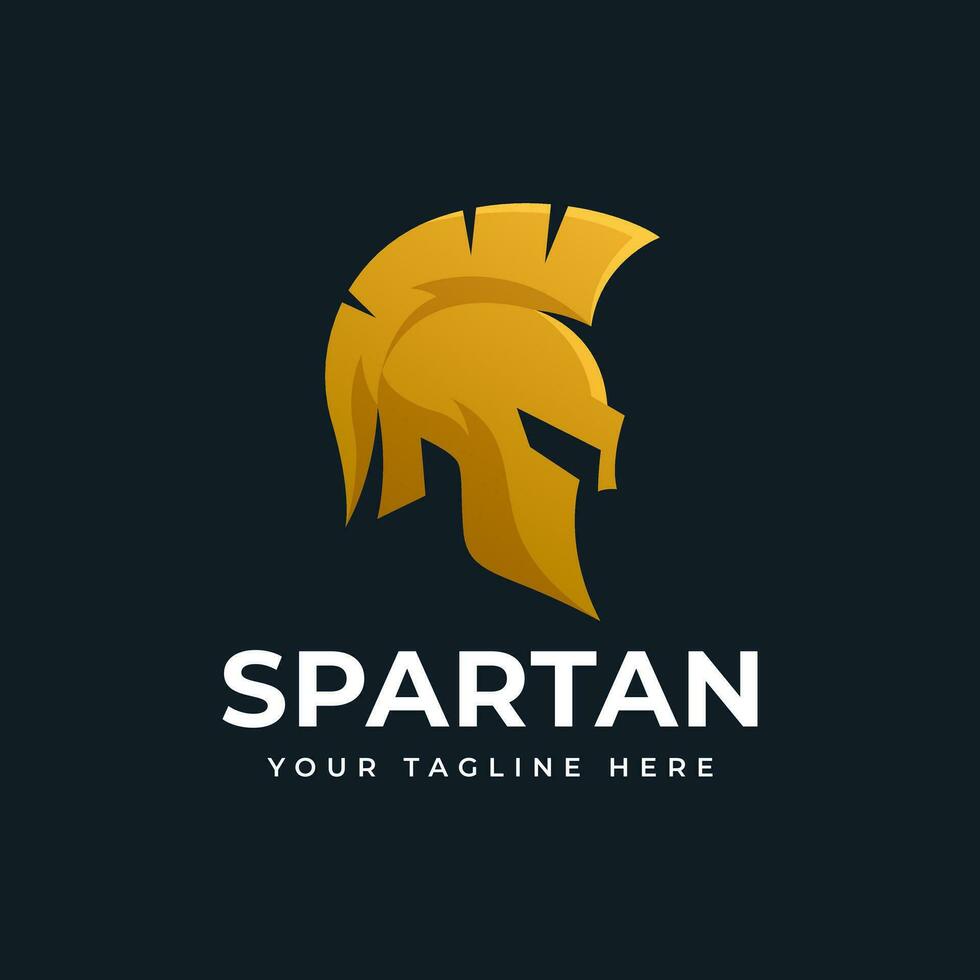 luxo elegante ouro espartano Guerreiro logotipo vetor