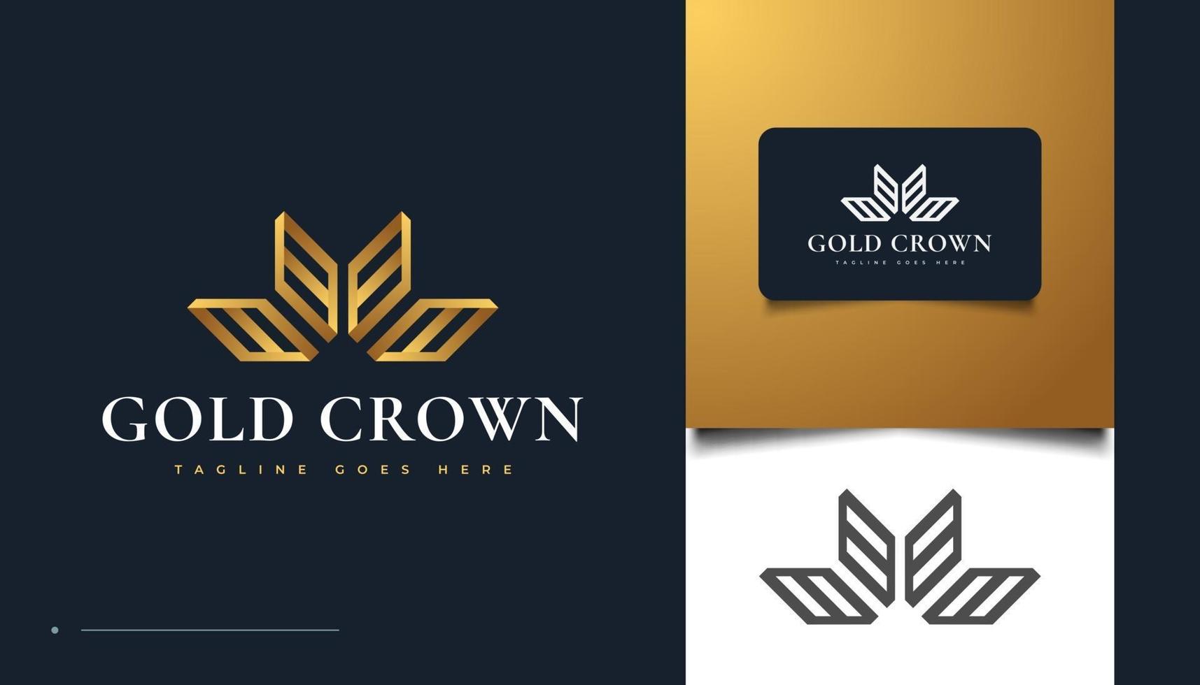 design de logotipo de coroa de ouro de luxo para marca e identidade empresarial vetor