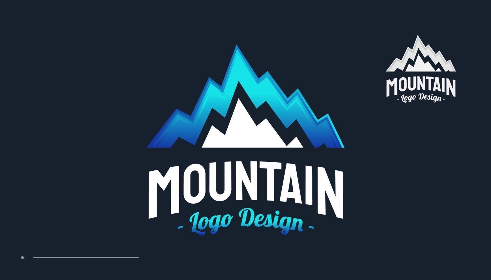 logotipo da montanha azul. design de logotipo de colinas de paisagem vetor