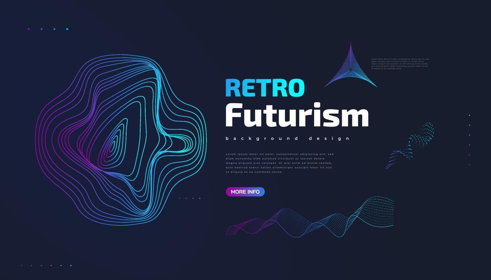 fundo retro futurista com formas onduladas coloridas abstratas vetor